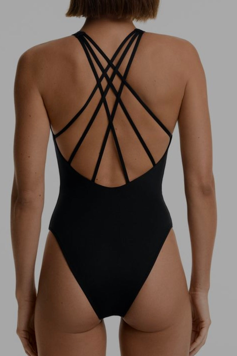 Crossover Strap Halter Swimsuit