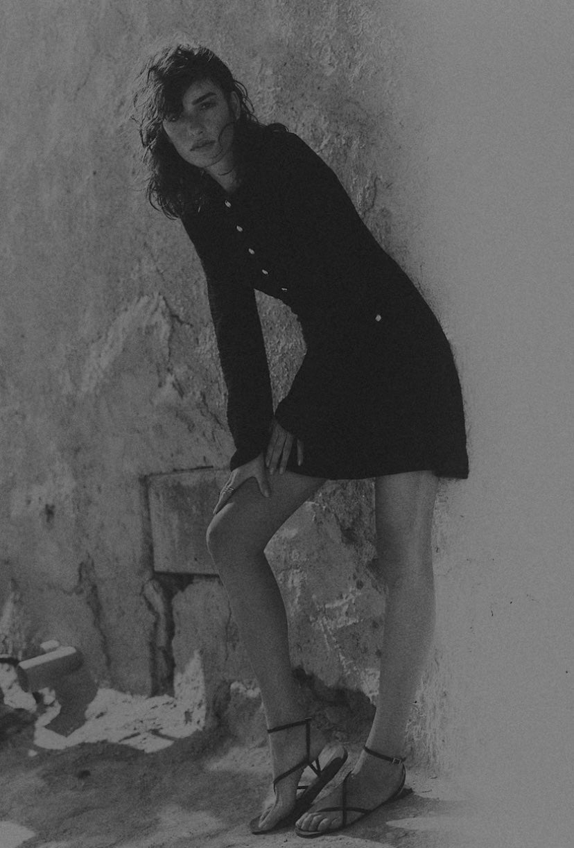 POINTELLE-KNIT DRESS